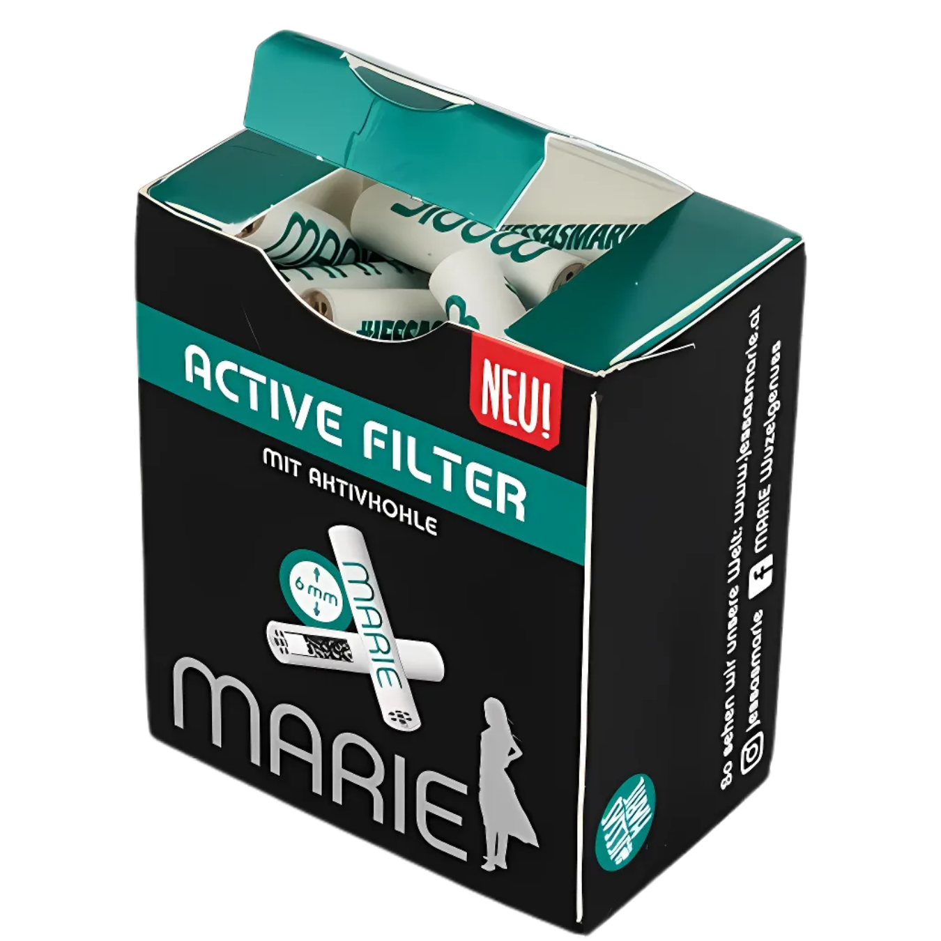 MARIE Active Filter 6mm - Box mit 34 Aktivkohlefiltern 