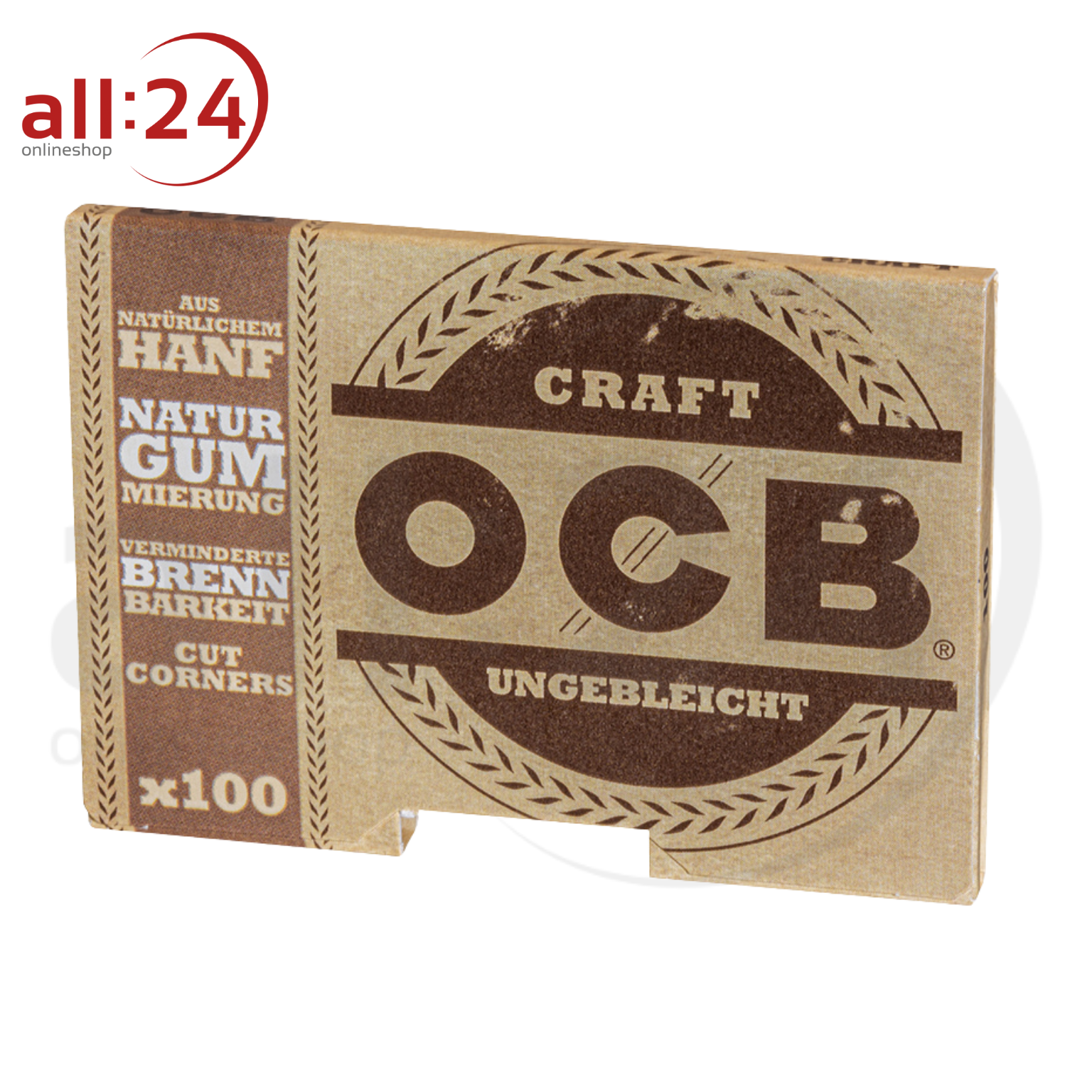 OCB Craft Ungebleichtes Zigarettenpapier - 25 Heftchen à 100 Blatt 