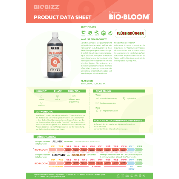 BioBizz Bio-Bloom - Organischer Blütedünger 500ml