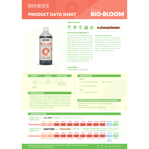 BioBizz Bio-Bloom - Organischer Blütedünger 