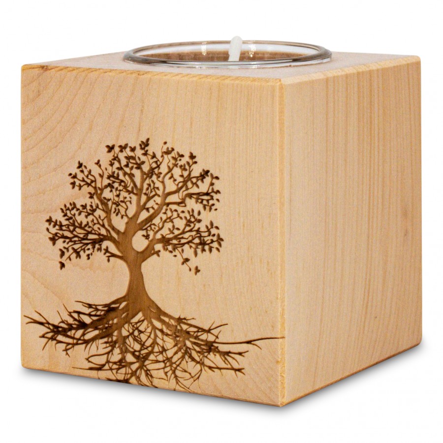 Teelichthalter aus Zirbenholz 7x7cm Baum 