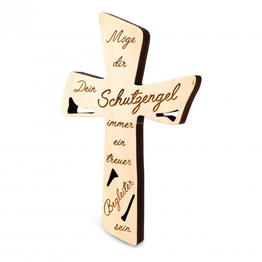 Zirbenkreuz Dein Schutzengel 21 cm 