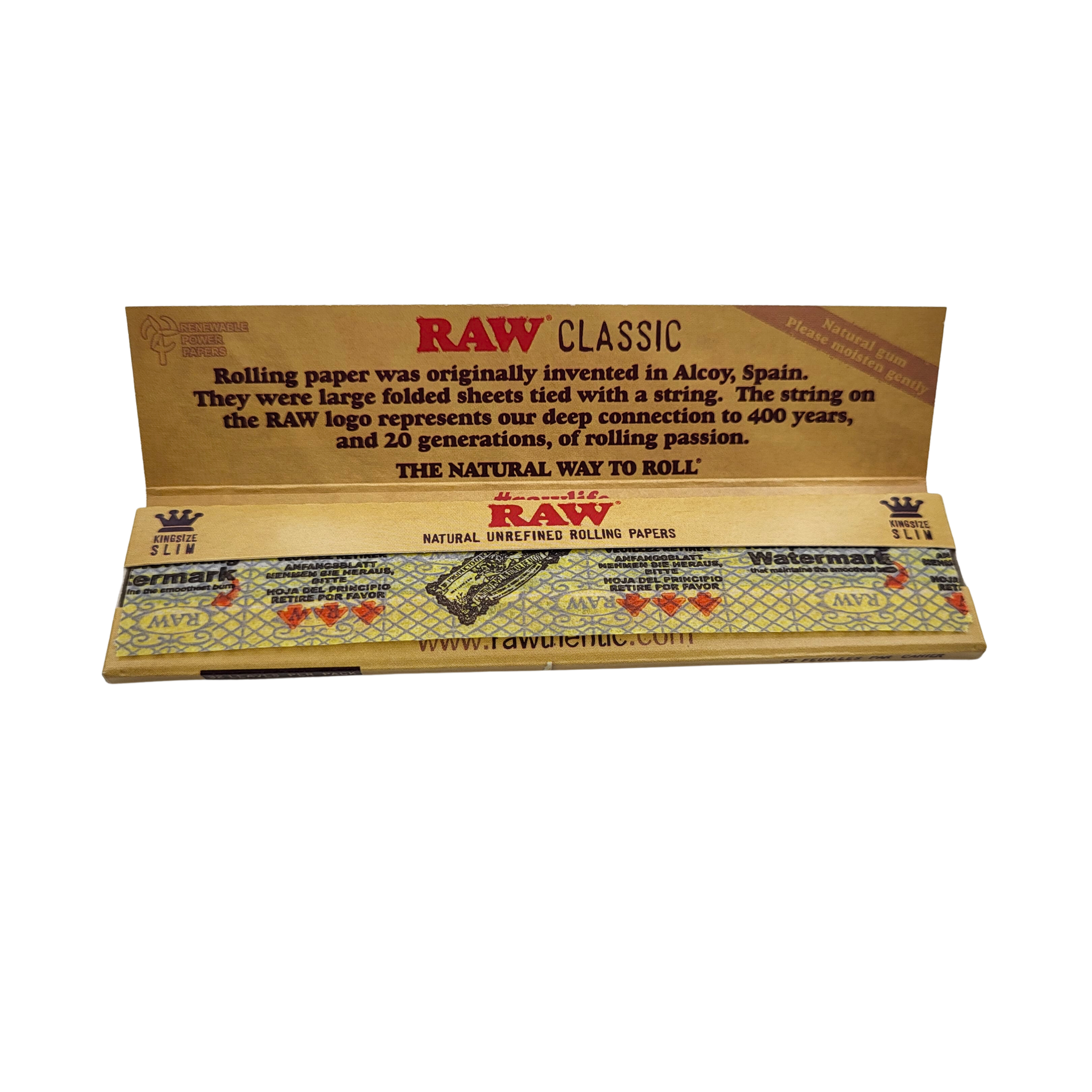 BOX RAW Classic King Size Slim Rolling Paper, 24 Stück 