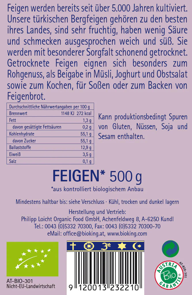 BioKing Bio Feigen Getrocknet, 250g-500g 