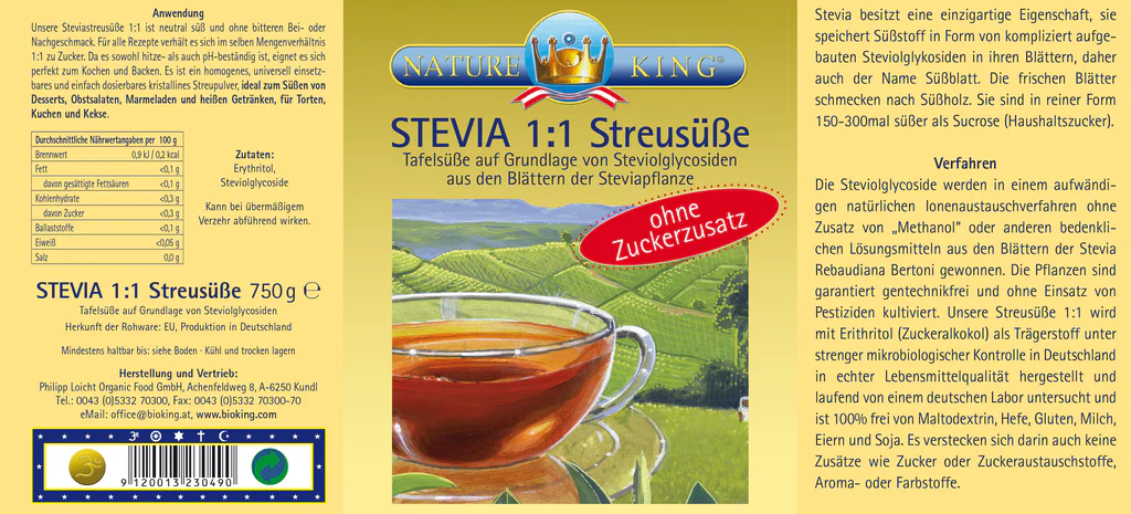 BioKing Stevia Streusüße 1:1, 350g-750g 