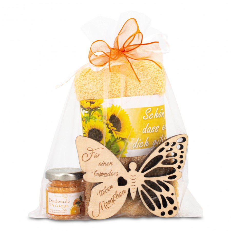 Geschenkset Schmetterling Lieber Mensch Orange 